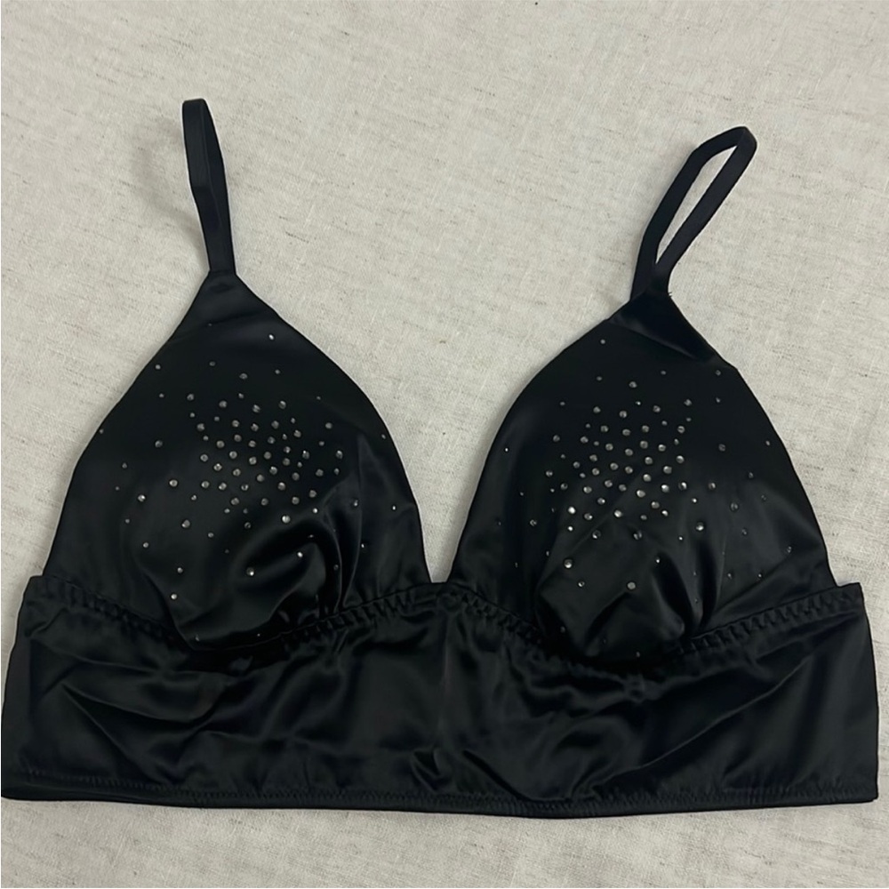 VS VERY SEXY Embellished Satin Long Line Bralette